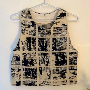 ✨SOLD✨ Handmade crop tank top, ivory and blue print